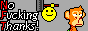 button that says no fucking thanks with an emoji character beating an NFT ape with a hammer